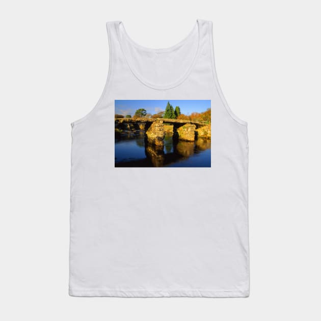 Postbridge, Clapper Bridge & East Dart River Tank Top by galpinimages